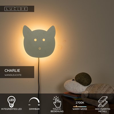 Lucide CHARLIE - Wandleuchte Kinderzimmer - LED Dim. - 1x7W 2700K - Grün